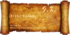 Iritz Kálmán névjegykártya
